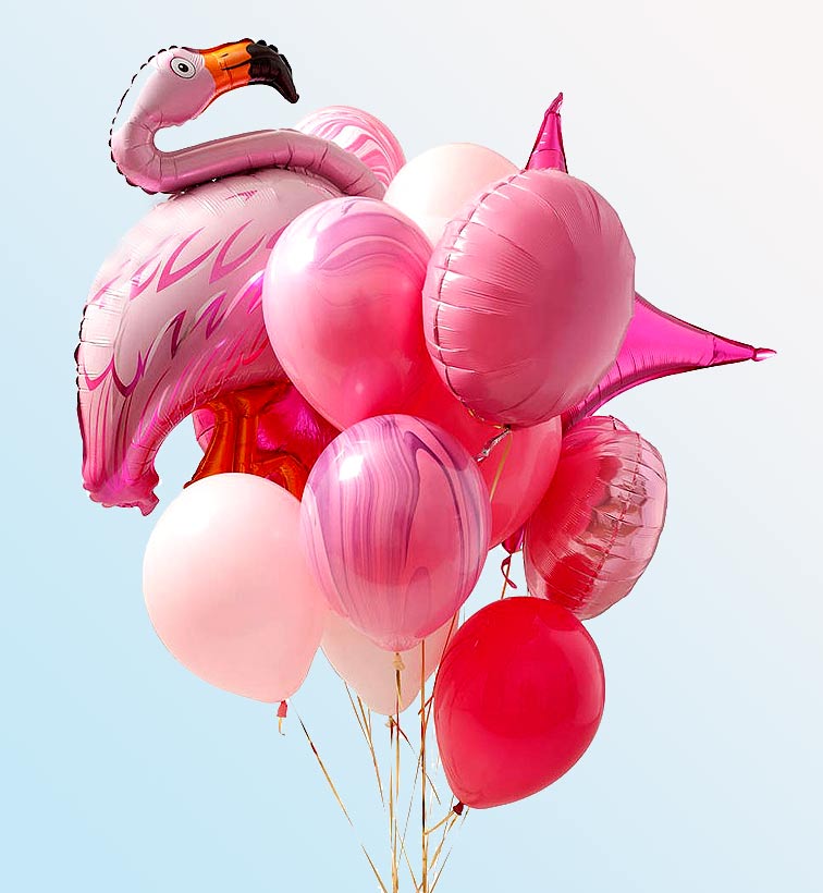 Фонтан из шаров фламинго