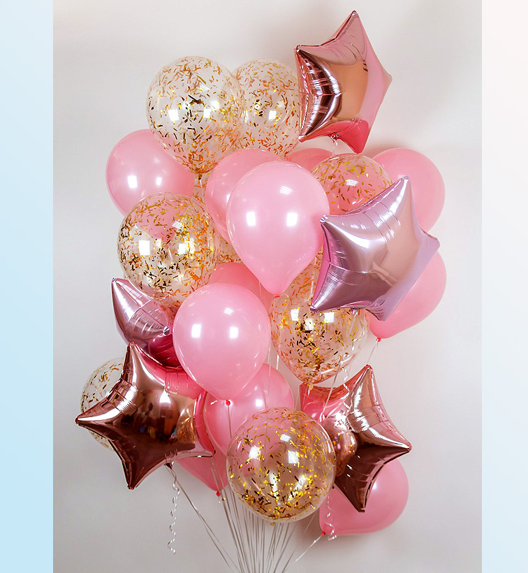 Шарики- Розовый фонтан из шаров.